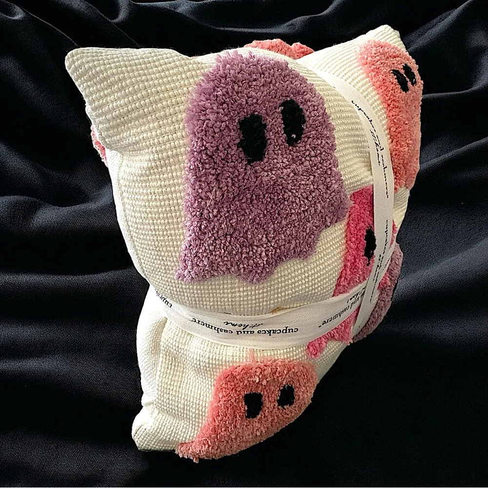 Cupcakes and Cashmere Pink and Purple Set of Two Ghost Halloween Decor Pillows
